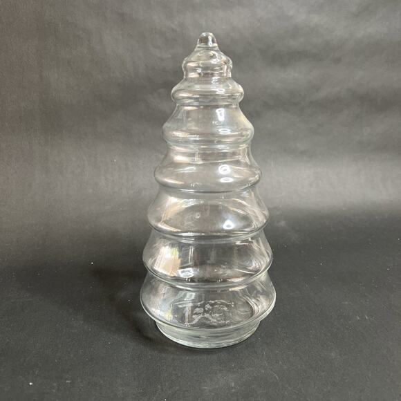 Vintage Anchor Hocking Christmas Tree Jar-25 oz Crystal Candy Dish,Holiday Decor - Picture 1 of 7